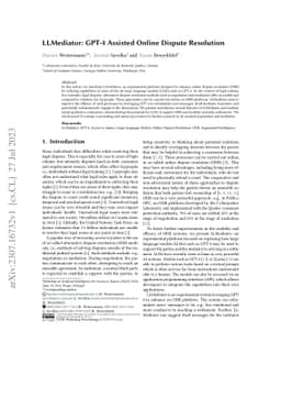 LLMediator: GPT-4 Assisted Online Dispute Resolution