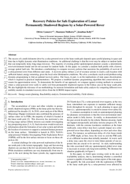 Recovery Policies for Safe Exploration of Lunar Permanently Shadowed
  Regions by a Solar-Powered Rover