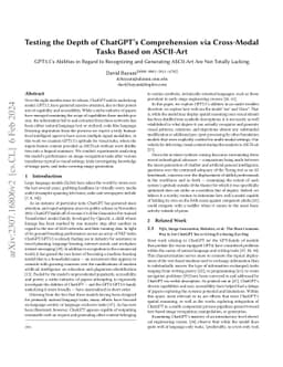 Testing the Depth of ChatGPT's Comprehension via Cross-Modal Tasks Based
  on ASCII-Art: GPT3.5's Abilities in Regard to Recognizing and Generating
  ASCII-Art Are Not Totally Lacking