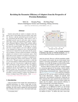 Revisiting the Parameter Efficiency of Adapters from the Perspective of
  Precision Redundancy
