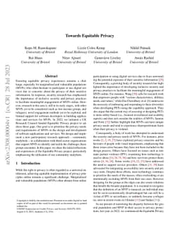 Towards Equitable Privacy