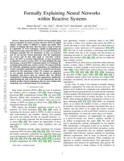 Formally Explaining Neural Networks within Reactive Systems