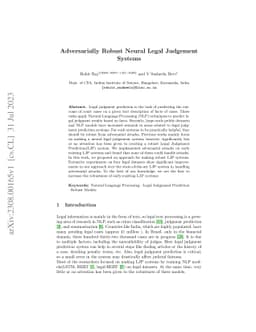 Adversarially Robust Neural Legal Judgement Systems