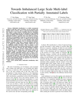 Towards Imbalanced Large Scale Multi-label Classification with Partially
  Annotated Labels