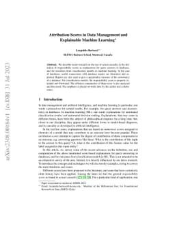 Attribution-Scores in Data Management and Explainable Machine Learning