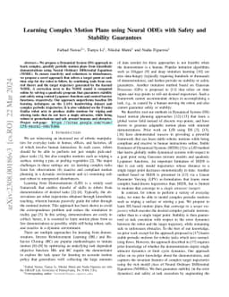 Learning Complex Motion Plans using Neural ODEs with Safety and
  Stability Guarantees