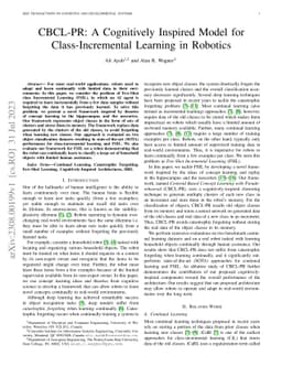 CBCL-PR: A Cognitively Inspired Model for Class-Incremental Learning in
  Robotics