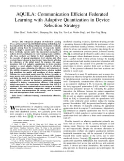 AQUILA: Communication Efficient Federated Learning with Adaptive
  Quantization in Device Selection Strategy