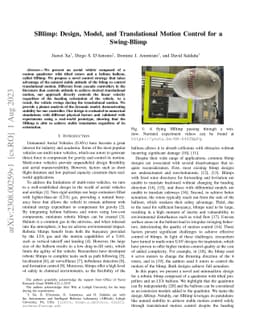 SBlimp: Design, Model, and Translational Motion Control for a
  Swing-Blimp