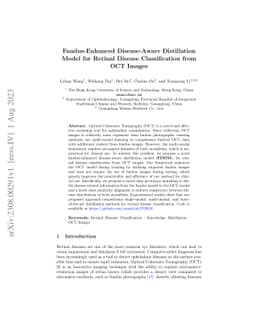 Fundus-Enhanced Disease-Aware Distillation Model for Retinal Disease
  Classification from OCT Images