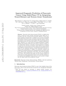 Improved Prognostic Prediction of Pancreatic Cancer Using Multi-Phase CT
  by Integrating Neural Distance and Texture-Aware Transformer