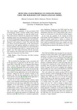 Detecting Cloud Presence in Satellite Images Using the RGB-based CLIP
  Vision-Language Model