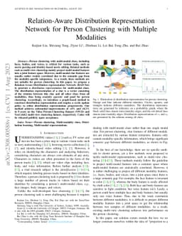 Relation-Aware Distribution Representation Network for Person Clustering
  with Multiple Modalities