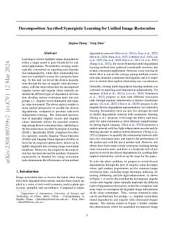 Decomposition Ascribed Synergistic Learning for Unified Image
  Restoration