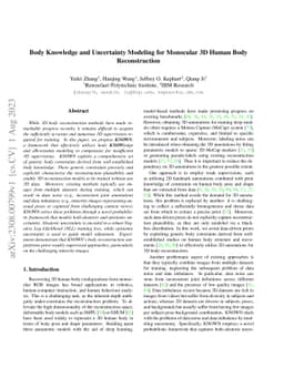 Body Knowledge and Uncertainty Modeling for Monocular 3D Human Body
  Reconstruction