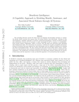 Beneficent Intelligence: A Capability Approach to Modeling Benefit,
  Assistance, and Associated Moral Failures through AI Systems