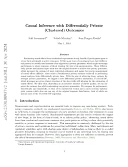 Causal Inference with Differentially Private (Clustered) Outcomes