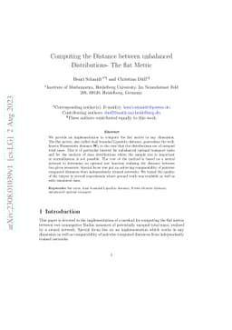 Computing the Distance between unbalanced Distributions -- The flat Metric