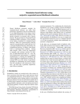 Simulation-based inference using surjective sequential neural likelihood
  estimation