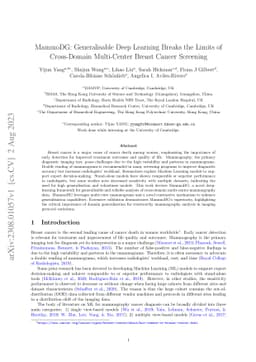 MammoDG: Generalisable Deep Learning Breaks the Limits of Cross-Domain
  Multi-Center Breast Cancer Screening