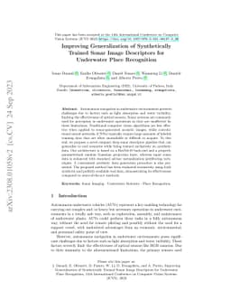 Improving Generalization of Synthetically Trained Sonar Image
  Descriptors for Underwater Place Recognition