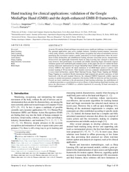 Hand tracking for clinical applications: validation of the Google
  MediaPipe Hand (GMH) and the depth-enhanced GMH-D frameworks