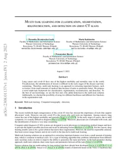 Multi-task learning for classification, segmentation, reconstruction,
  and detection on chest CT scans
