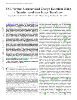 UCDFormer: Unsupervised Change Detection Using a Transformer-driven
  Image Translation