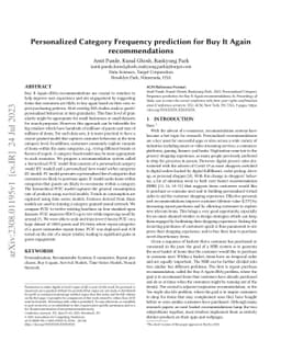 Personalized Category Frequency prediction for Buy It Again
  recommendations