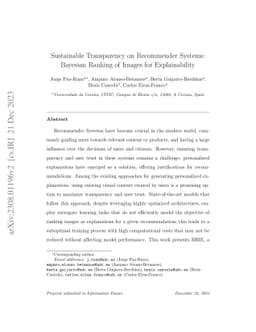 Sustainable transparency in Recommender Systems: Bayesian Ranking of Images for Explainability