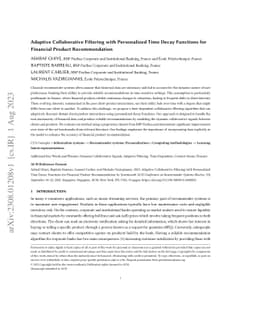 Adaptive Collaborative Filtering with Personalized Time Decay Functions
  for Financial Product Recommendation