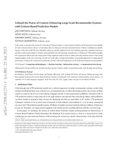 Unleash the Power of Context: Enhancing Large-Scale Recommender Systems
  with Context-Based Prediction Models