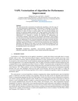 VAPI: Vectorization of Algorithm for Performance Improvement