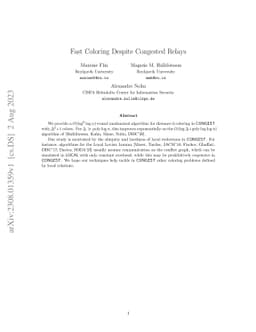 Fast Coloring Despite Congested Relays