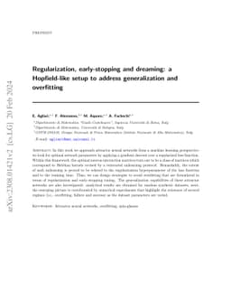 Regularization, early-stopping and dreaming: a Hopfield-like setup to
  address generalization and overfitting