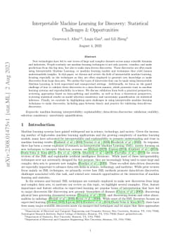 Interpretable Machine Learning for Discovery: Statistical Challenges \&
  Opportunities