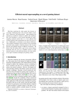 Efficient neural supersampling on a novel gaming dataset