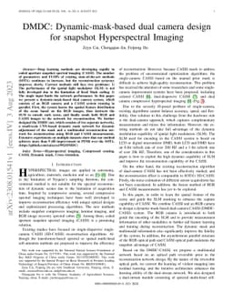 DMDC: Dynamic-mask-based dual camera design for snapshot Hyperspectral
  Imaging