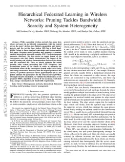 Hierarchical Federated Learning in Wireless Networks: Pruning Tackles
  Bandwidth Scarcity and System Heterogeneity