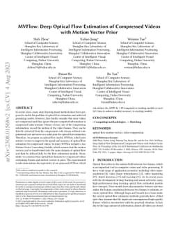 MVFlow: Deep Optical Flow Estimation of Compressed Videos with Motion
  Vector Prior