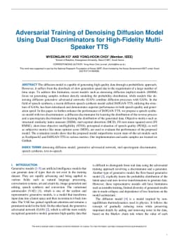 Adversarial Training of Denoising Diffusion Model Using Dual
  Discriminators for High-Fidelity Multi-Speaker TTS