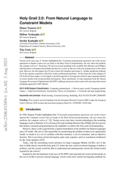 Holy Grail 2.0: From Natural Language to Constraint Models