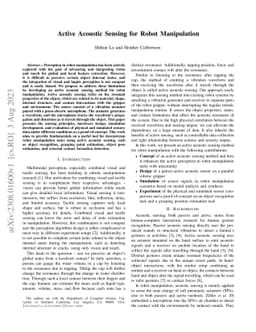 Active Acoustic Sensing for Robot Manipulation