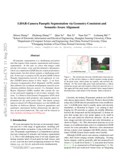 LiDAR-Camera Panoptic Segmentation via Geometry-Consistent and
  Semantic-Aware Alignment
