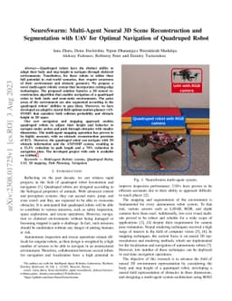 NeuroSwarm: Multi-Agent Neural 3D Scene Reconstruction and Segmentation
  with UAV for Optimal Navigation of Quadruped Robot