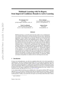 Multitask Learning with No Regret: from Improved Confidence Bounds to
  Active Learning
