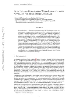 Lexicon and Rule-based Word Lemmatization Approach for the Somali
  Language