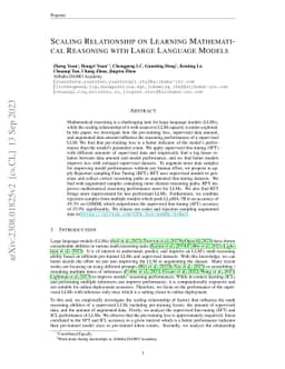 Scaling Relationship on Learning Mathematical Reasoning with Large
  Language Models