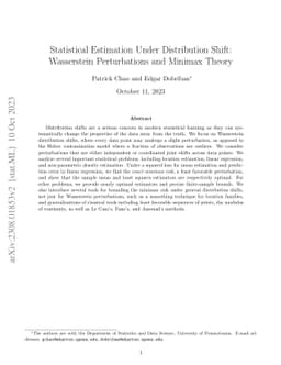 Statistical Estimation Under Distribution Shift: Wasserstein
  Perturbations and Minimax Theory