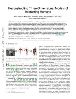 Reconstructing Three-Dimensional Models of Interacting Humans